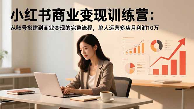 小红书商业变现训练营：从账号搭建到商业变现的完整流程，单人运营多店月利润10万-优创项目网