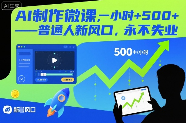 AI制作微课，一小时5张+，普通人新风口，永不失业-优创项目网