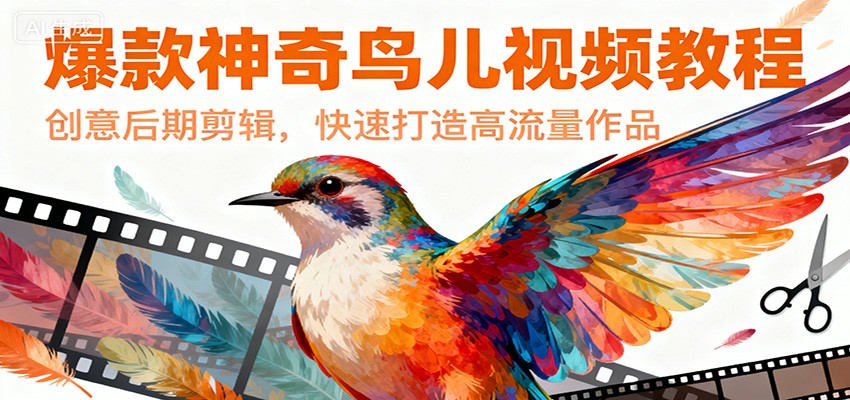 爆款神奇鸟儿视频教程，创意后期剪辑，快速打造高流量作品-优创项目网