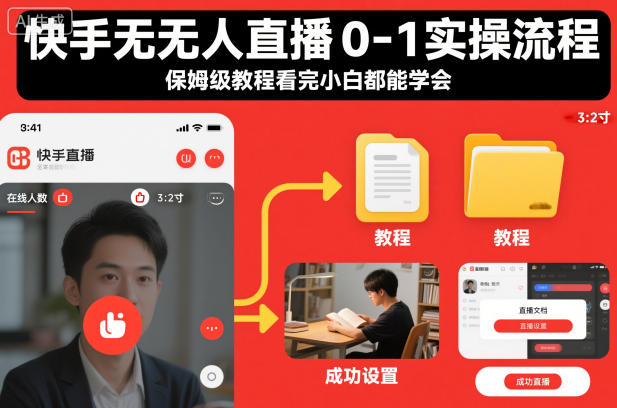 快手无人直播0-1实操流程，保姆级教程看完小白都能学会-优创项目网