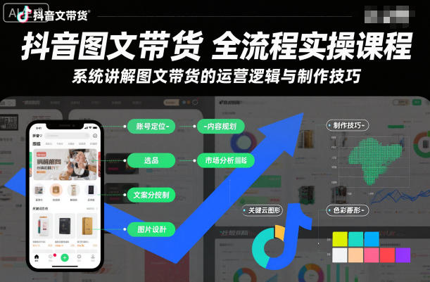 抖音图文带货全流程实操课程，系统讲解图文带货的运营逻辑与制作技巧-优创项目网