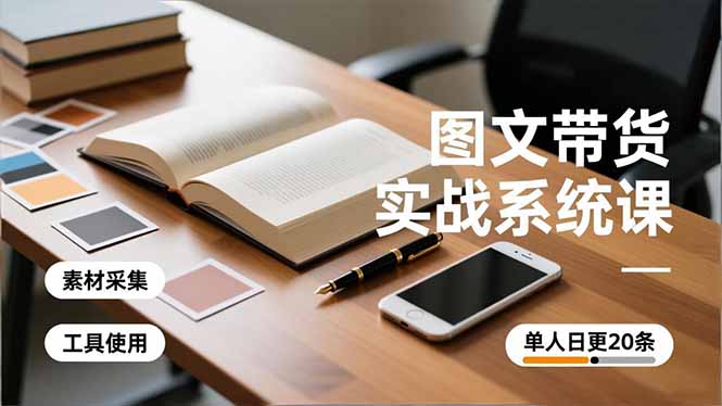 图文带货实战系统课，工具使用、素材采集、防同质化，单人日更20条月入3w+-优创项目网