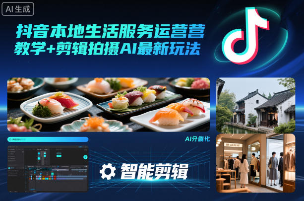 抖音本地生活服务运营教学+剪辑拍摄AI最新玩法-优创项目网