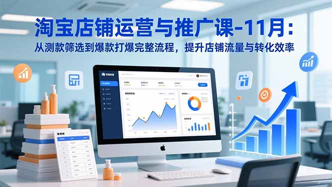 淘宝店铺运营与推广课-11月：从测款筛选到爆款打爆完整流程，提升店铺流量与转化效率-优创项目网