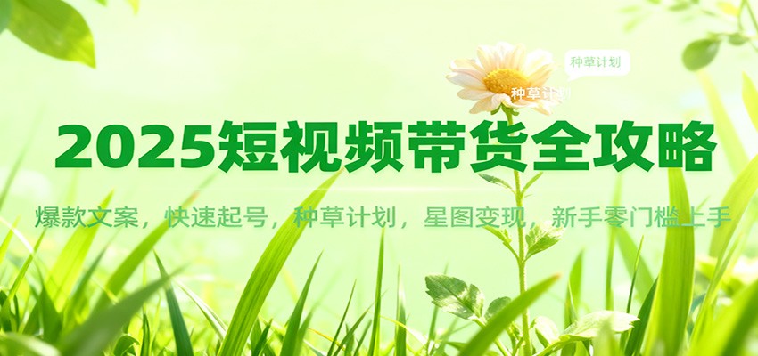 2025短视频带货全攻略：爆款文案，快速起号，种草计划，星图变现，新手零门槛上手-优创项目网