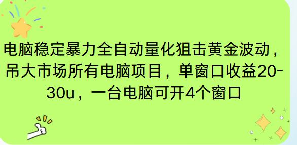 电脑EA策略挂机项目单窗口收益20-30u，单电脑可挂5-10个窗口收益稳健4位数-优创项目网