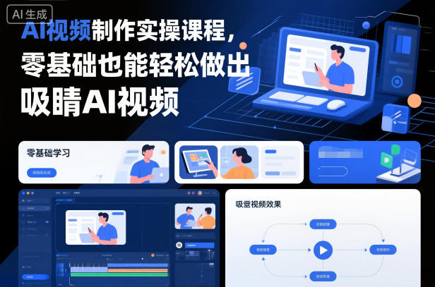 AI视频制作实操课程，零基础也能轻松做出吸睛AI视频-优创项目网
