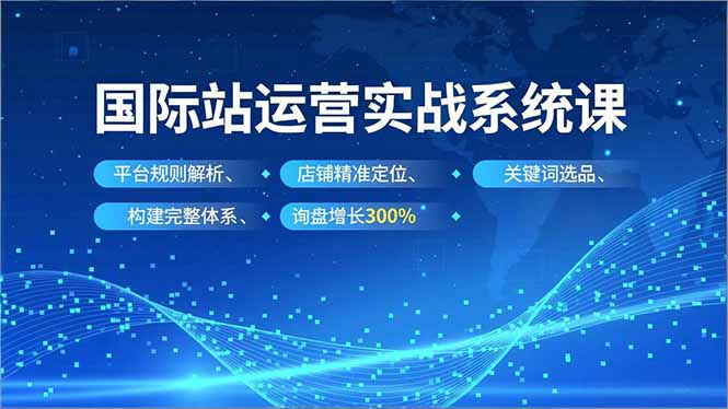 国际站运营实战系统课，平台规则解析、店铺精准定位、关键词选品，构建完整体系询盘增长300%-优创项目网