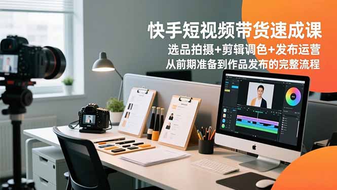 快手短视频带货速成课，选品拍摄+剪辑调色+发布运营，从前期准备到作品发布的完整流程-优创项目网