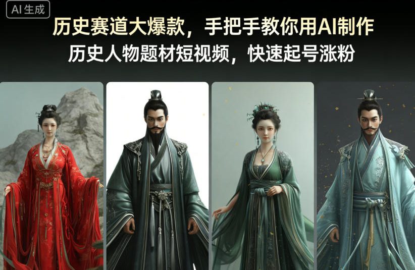 历史赛道大爆款，手把手教你用AI制作历史人物题材短视频，快速起号涨粉-优创项目网