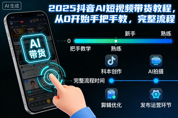 2025抖音AI短视频带货教程，从0开始手把手教，完整流程-优创项目网