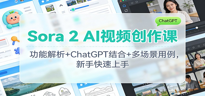 Sora 2 AI视频创作课：功能解析+ChatGPT结合+多场景用例，新手快速上手-优创项目网