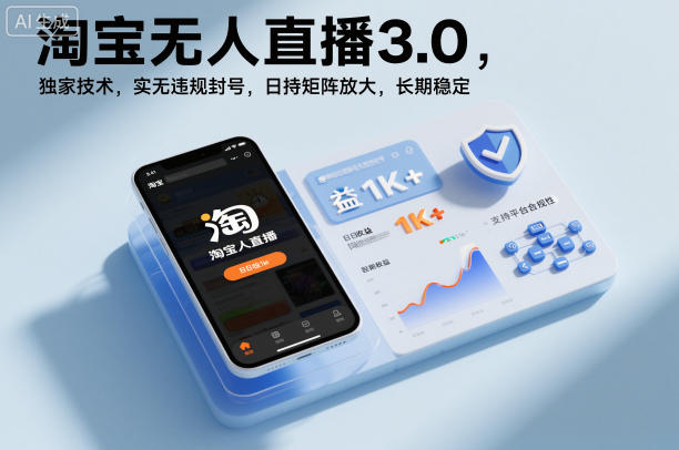 淘宝无人直播3.0，独家技术，实无违规封号，日收益1k+，支持矩阵放大，长期稳定【揭秘】-优创项目网
