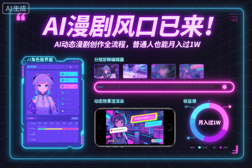 AI漫剧风口已来！AI动态漫剧创作全流程，普通人也能月入过1W-优创项目网