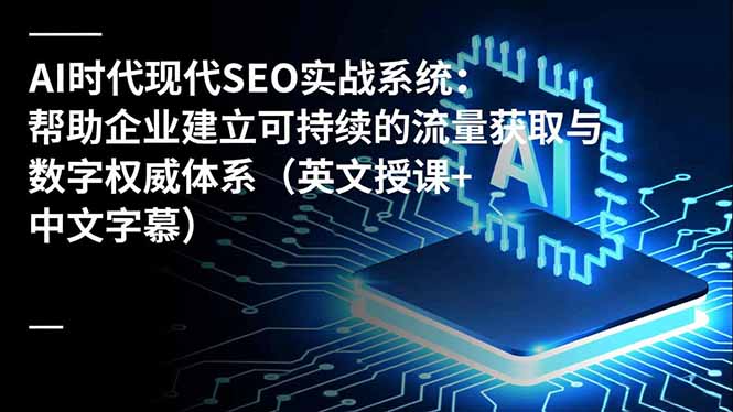 AI时代现代SEO实战系统：帮助企业建立可持续的流量获取与数字权威体系(英文授课+中文字幕-优创项目网