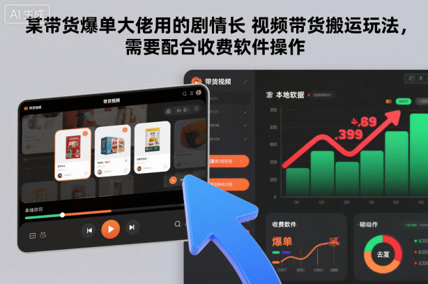 某带货爆单大佬用的剧情长视频带货搬运玩法，需要配合收费软件操作-优创项目网