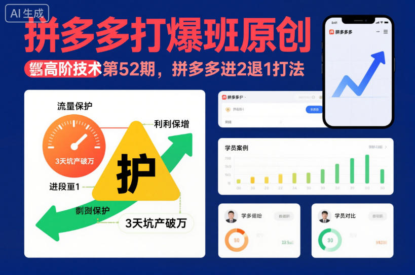 拼多多打爆班原创高阶技术第52期，拼多多进2退1打法-优创项目网