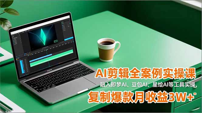 AI剪辑全案例实操课，融入即梦AI、豆包AI、星绘AI等工具实操，复制爆款月收益3W+-优创项目网