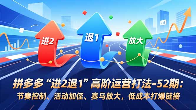拼多多“进2退1”高阶运营打法-52期：节奏控制、活动加权、赛马放大，低成本打爆链接-优创项目网