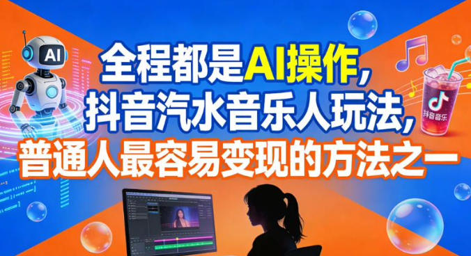 全程都是AI操作，抖音汽水音乐人玩法，普通人最容易变现的方法之一-优创项目网