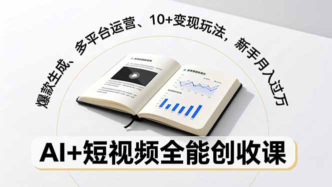 AI+短视频全能创收课，爆款生成、多平台运营、10+变现玩法，新手月入过万-优创项目网