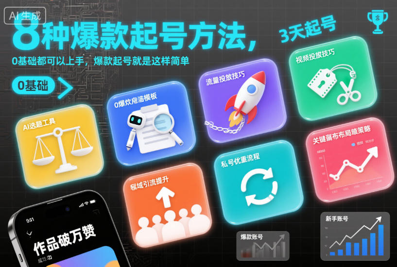 8种爆款起号方法，0基础都可以上手，爆款起号就是这样简单-优创项目网