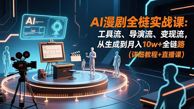 AI漫剧全栈实战课：工具流、导演流、变现流，从生成到月入10w+全链路 (详细教程+直播课-优创项目网
