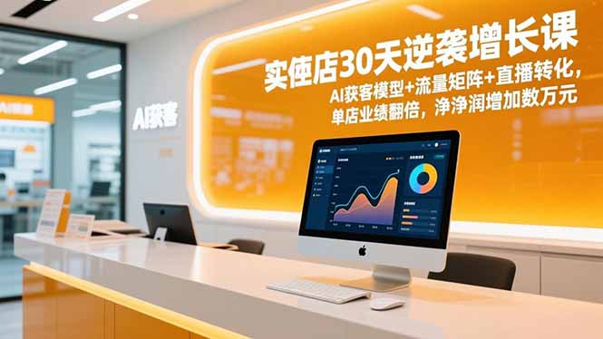 实体店30天逆袭增长课，AI获客模型+流量矩阵+直播转化，单店业绩翻倍，净利润增加数万元-优创项目网