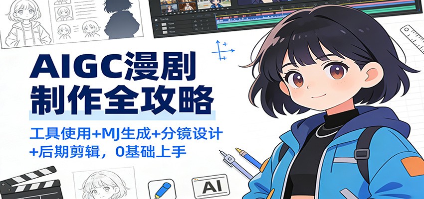 AIGC漫剧制作全攻略：工具使用+MJ生成+分镜设计+后期剪辑，0基础上手-优创项目网