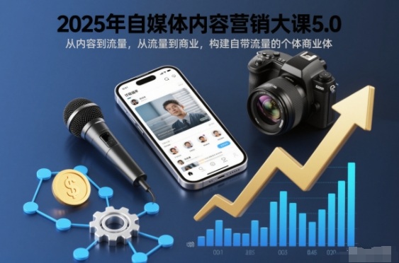2025年自媒体内容营销大课5.0，从内容到流量，从流量到商业，构建自带流量的个体商业体-优创项目网