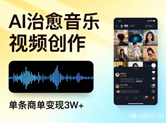 AI做治愈音乐视频，多平台投稿，单条商单变现3W+-优创项目网