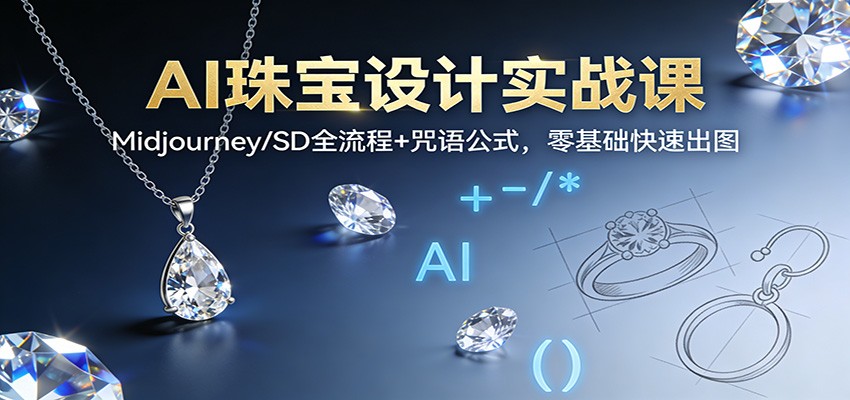 AI珠宝设计实战课：Midjourney/SD全流程+咒语公式，零基础快速出图-优创项目网