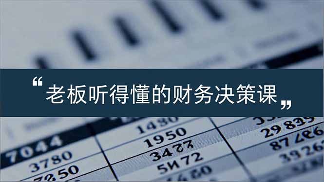 老板能听得懂的财务决策课，报表解读、数据洞察、风险识别，用财务驱动业务增长-优创项目网