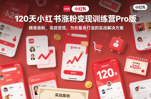 120天小红书涨粉变现训练营Pro版，​精准涨粉，高效变现​，为你量身打造的实战解决方案-优创项目网