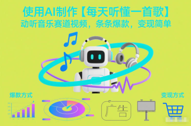 使用AI制作【每天听懂一首歌】动听音乐赛道视频，条条爆款，变现简单-优创项目网