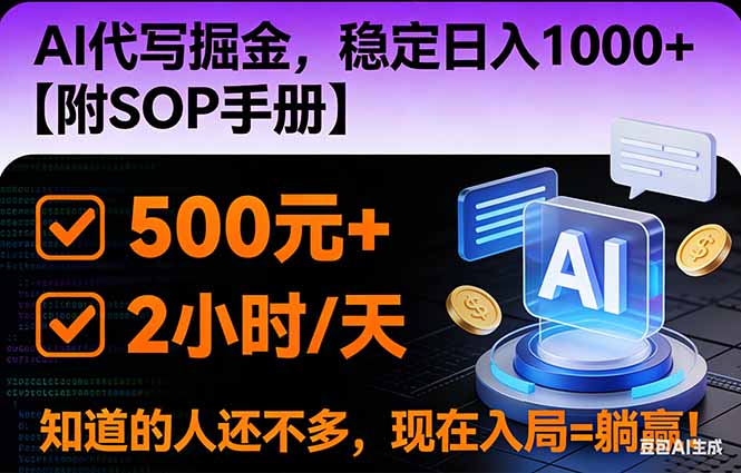 2026风口项目,AI代写掘金，稳定日入1000+，掌握核心技能【附SOP手册】-优创项目网