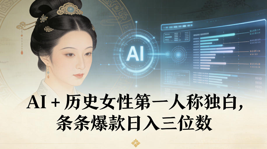 AI+历史女性第一人称独白，条条爆款日入三位数-优创项目网