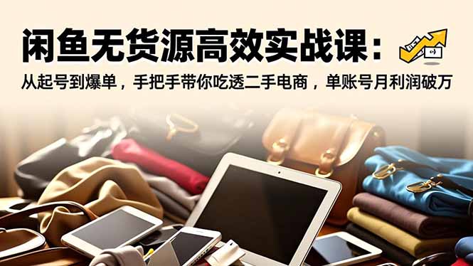 闲鱼无货源高效实战课：从起号到爆单，手把手带你吃透二手电商，单账号月利润破万-优创项目网