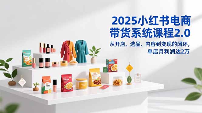 2025小红书电商带货系统课程2.0，从开店、选品、内容到变现的闭环，单店月利润达2万-优创项目网