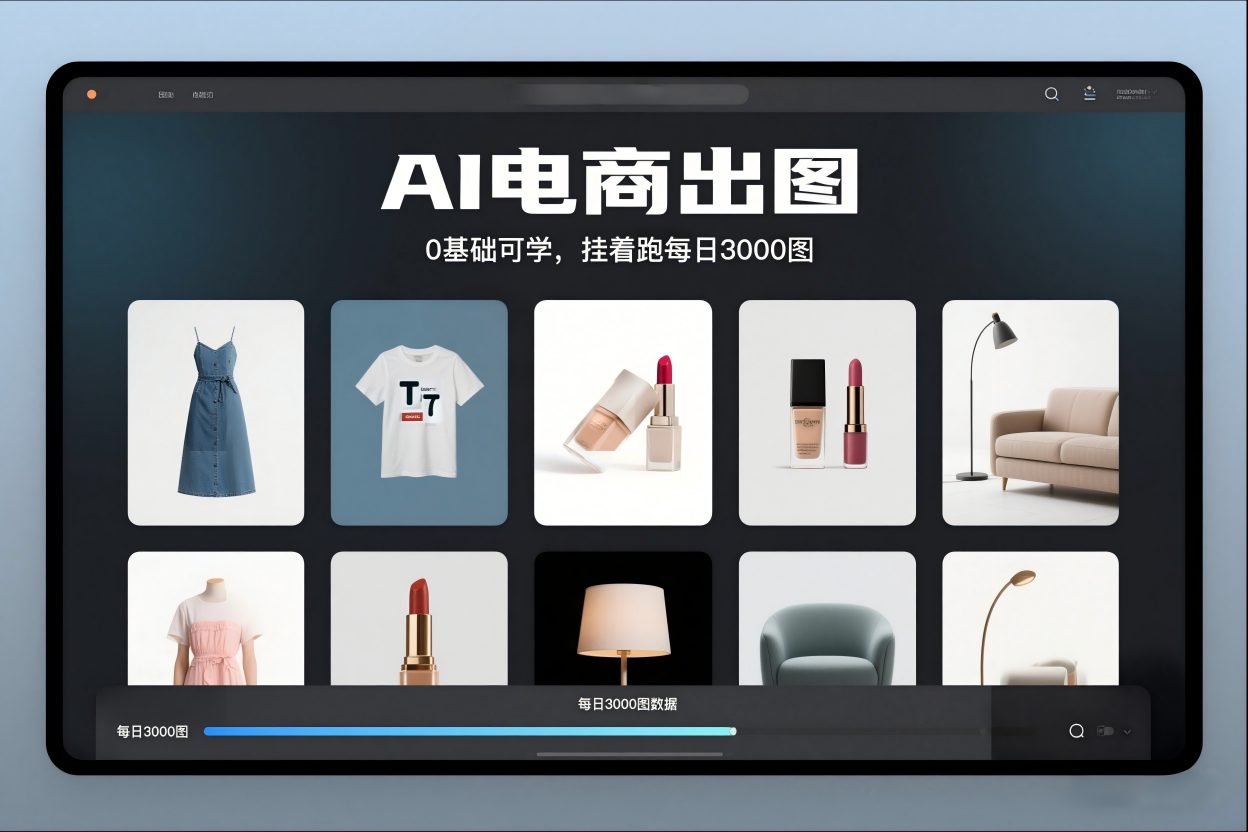 AI电商出图，0基础可学，挂着跑每日3000图-优创项目网