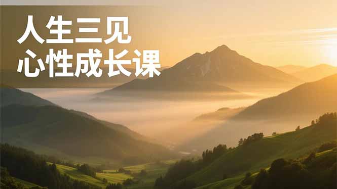 人生三见心性成长课，见天地众生自己，搞透人性安顿身心，活出清晰自我，内在富足无价-优创项目网
