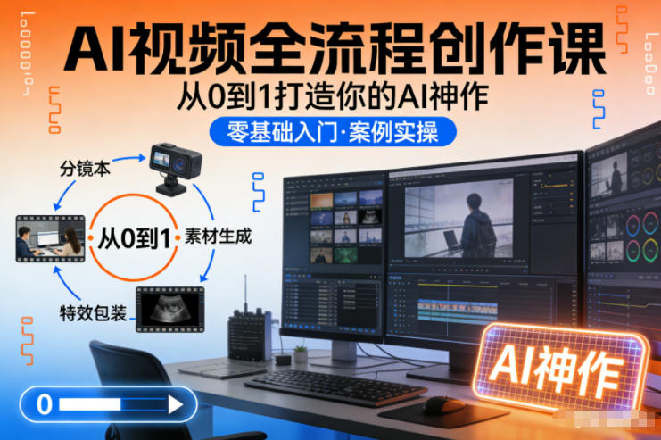AI视频全流程创作课，从0到1打造你的AI神作-优创项目网