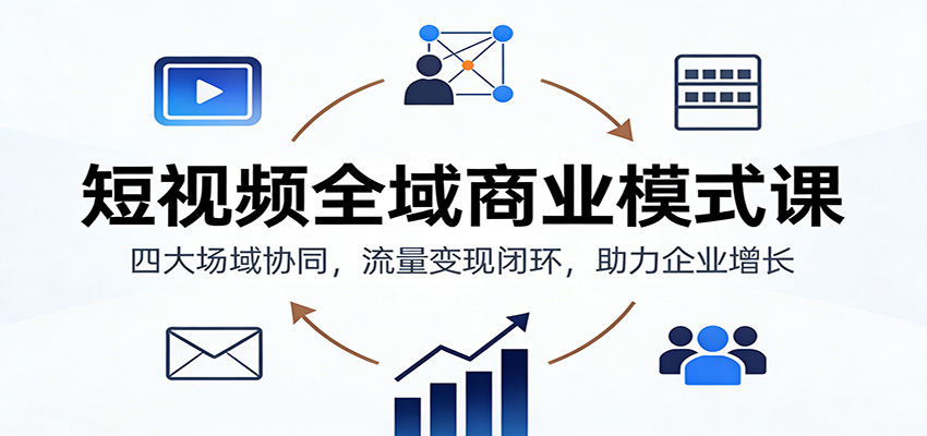 短视频全域商业模式课：四大场域协同，流量变现闭环，助力企业增长-优创项目网