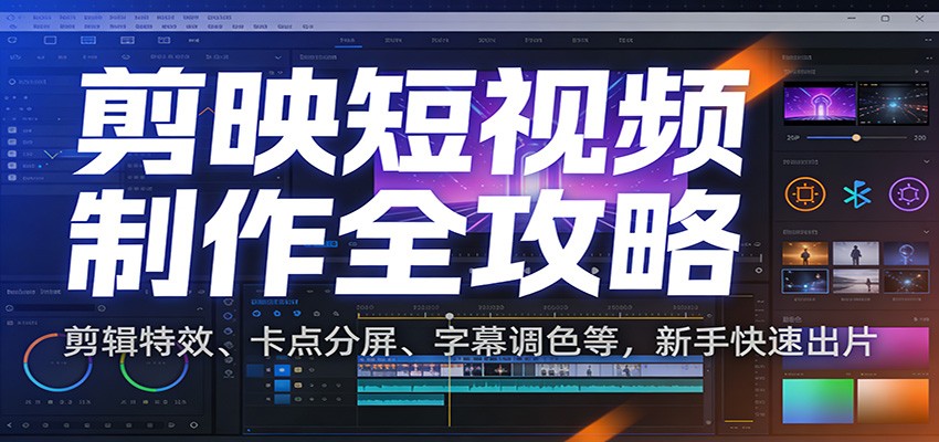 剪映短视频制作全攻略：剪辑特效、卡点分屏、字幕调色等，新手快速出片-优创项目网