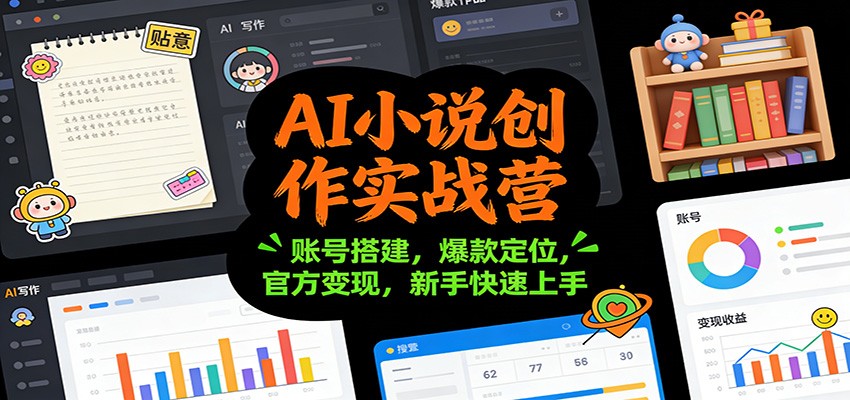 AI小说创作实战营：账号搭建，爆款定位，官方变现，新手快速上手-优创项目网