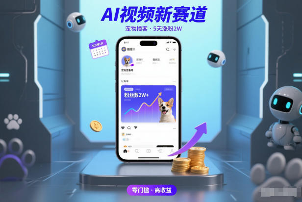AI视频新赛道，宠物播客仅注册5天涨粉2W，收益非常可观-优创项目网