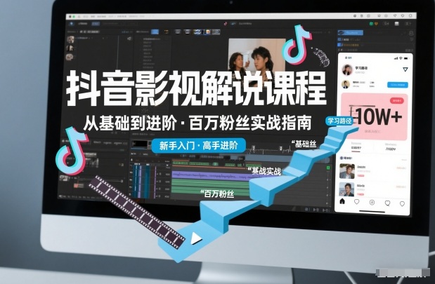 抖音百万粉丝影视解说课程，基础到进阶课，适合新手和进阶学习-优创项目网
