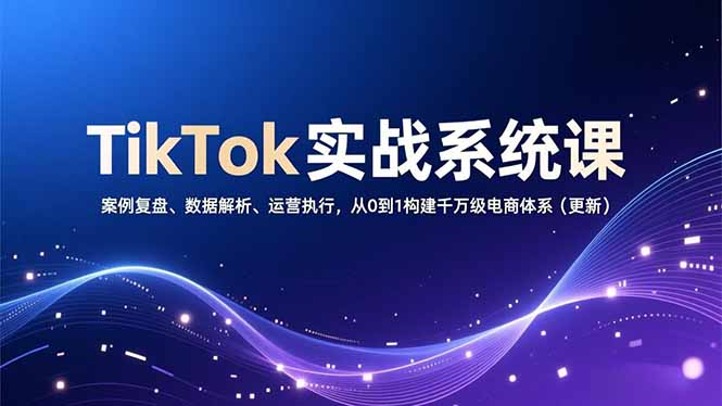 TikTok实战系统课，案例复盘、数据解析、运营执行，从0到1构建千万级电商体系(更新-优创项目网