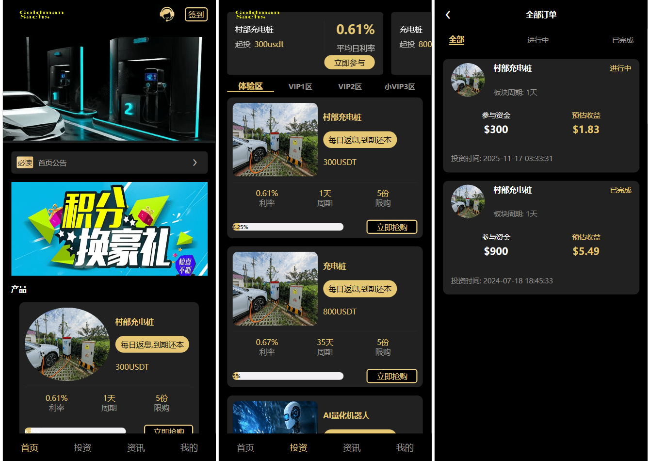 Fidelity充电桩投资理财系统源码-前端uniapp纯源码+后端PHP-优创项目网