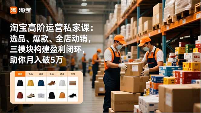 淘宝高阶运营私家课：选品、爆款、全店动销，三模块构建盈利闭环，助你月入破5万(更新12月-优创项目网
